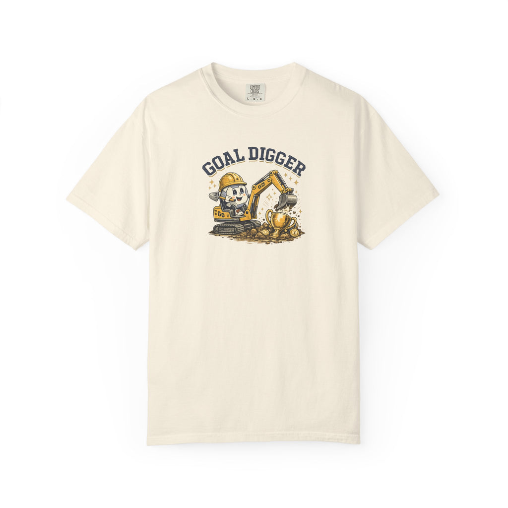Goal Digger Football Excavator T-Shirt — Funny Construction Football Soccer Graphic Tee