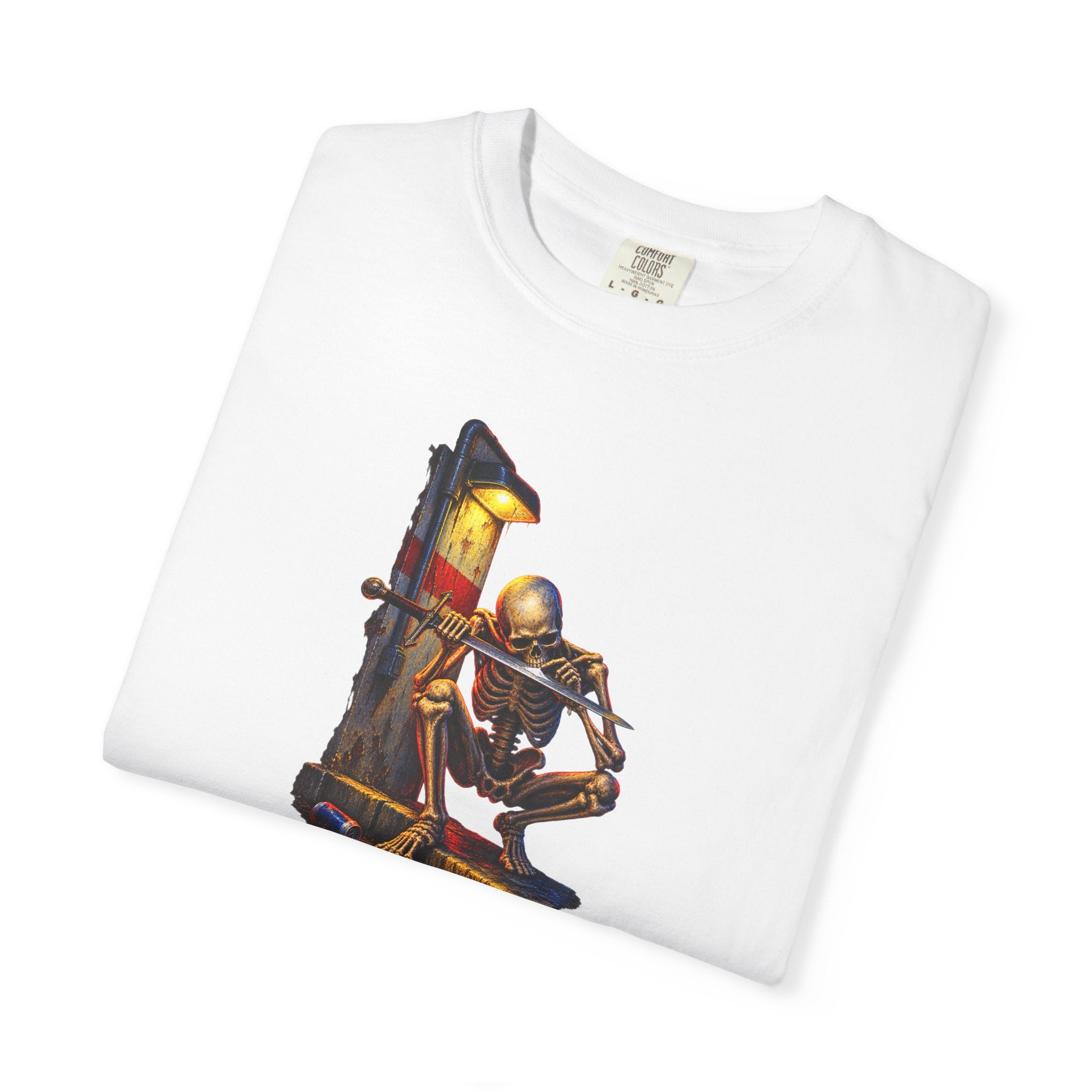 Sword Skeleton Graphic Tee — 90s Metal Meme T-Shirt