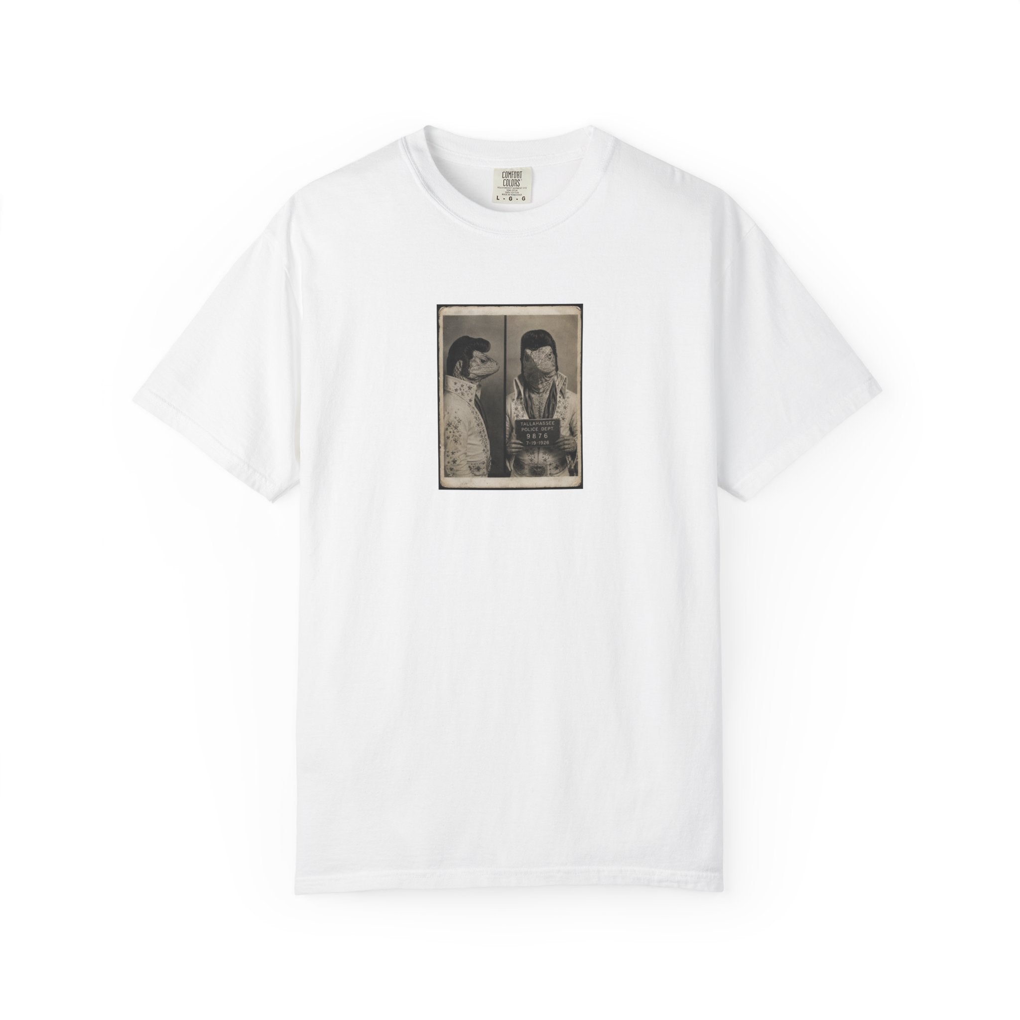 Lizard Elvis Mugshot - Retro Mugshot Portrait Tee