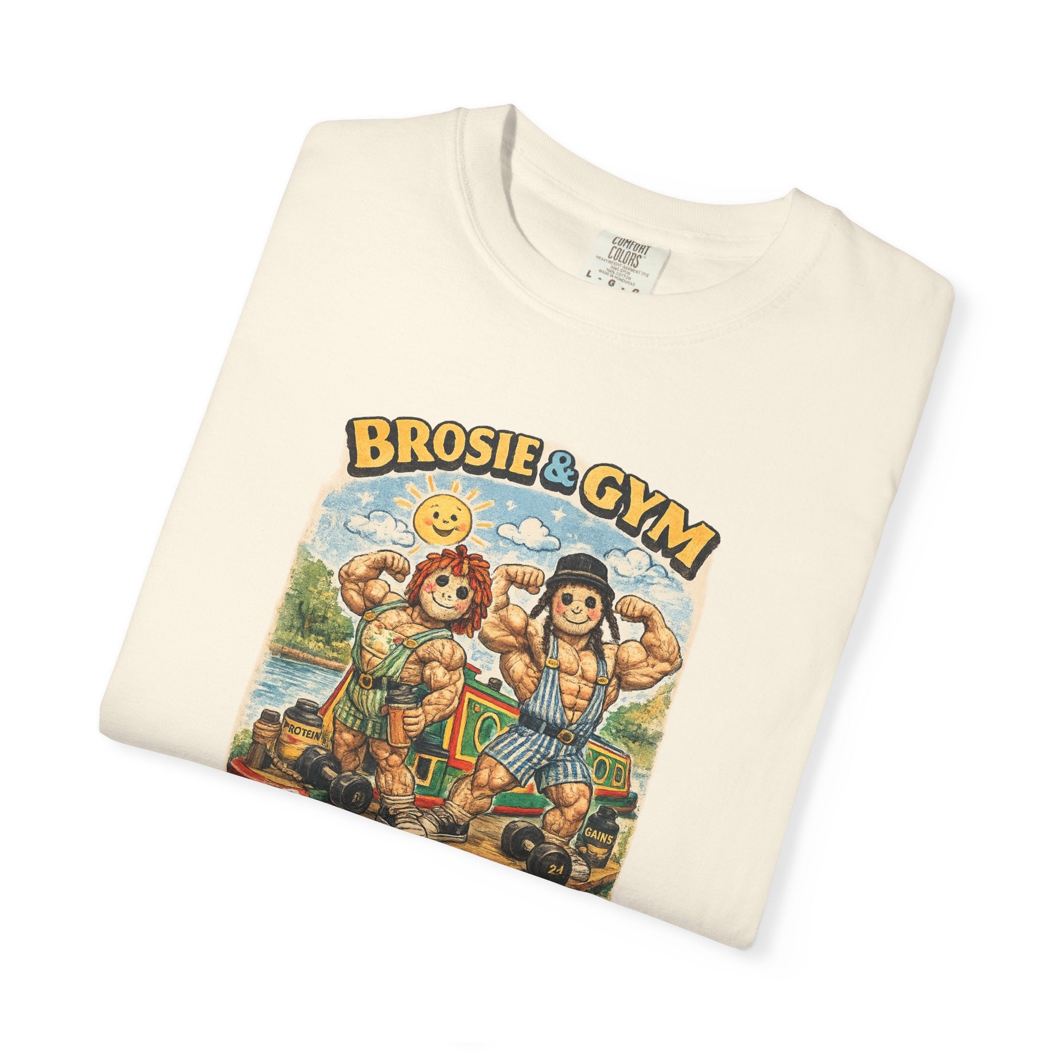 Brosie & Gym Vintage Beach T-Shirt — "Brosie & Gym" Graphic Retro Tee