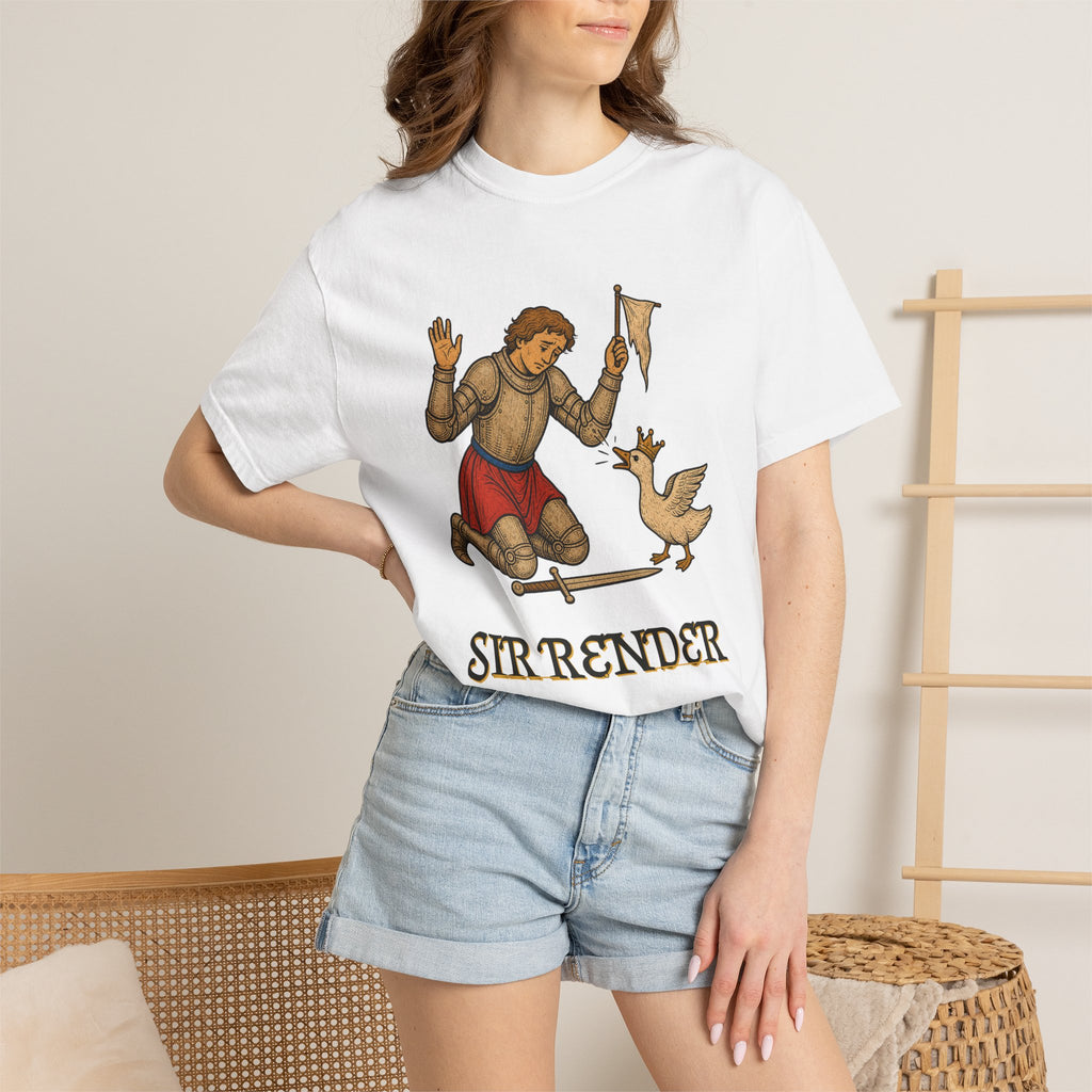 Sir Render Graphic Tee — Funny Medieval Goose T-Shirt