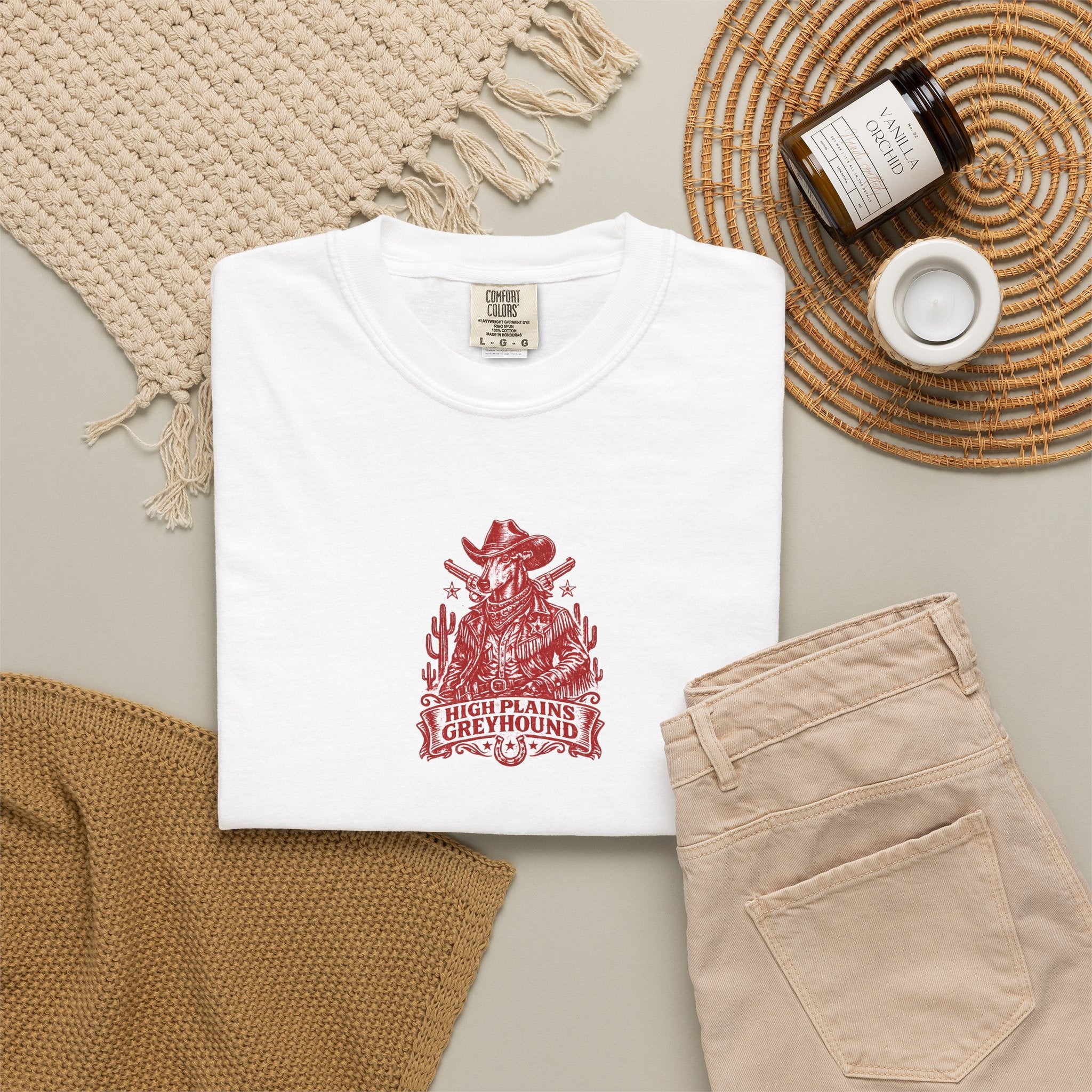 Cowboy Greyhound Western T-Shirt - High Plains Greyhound Graphic Tee