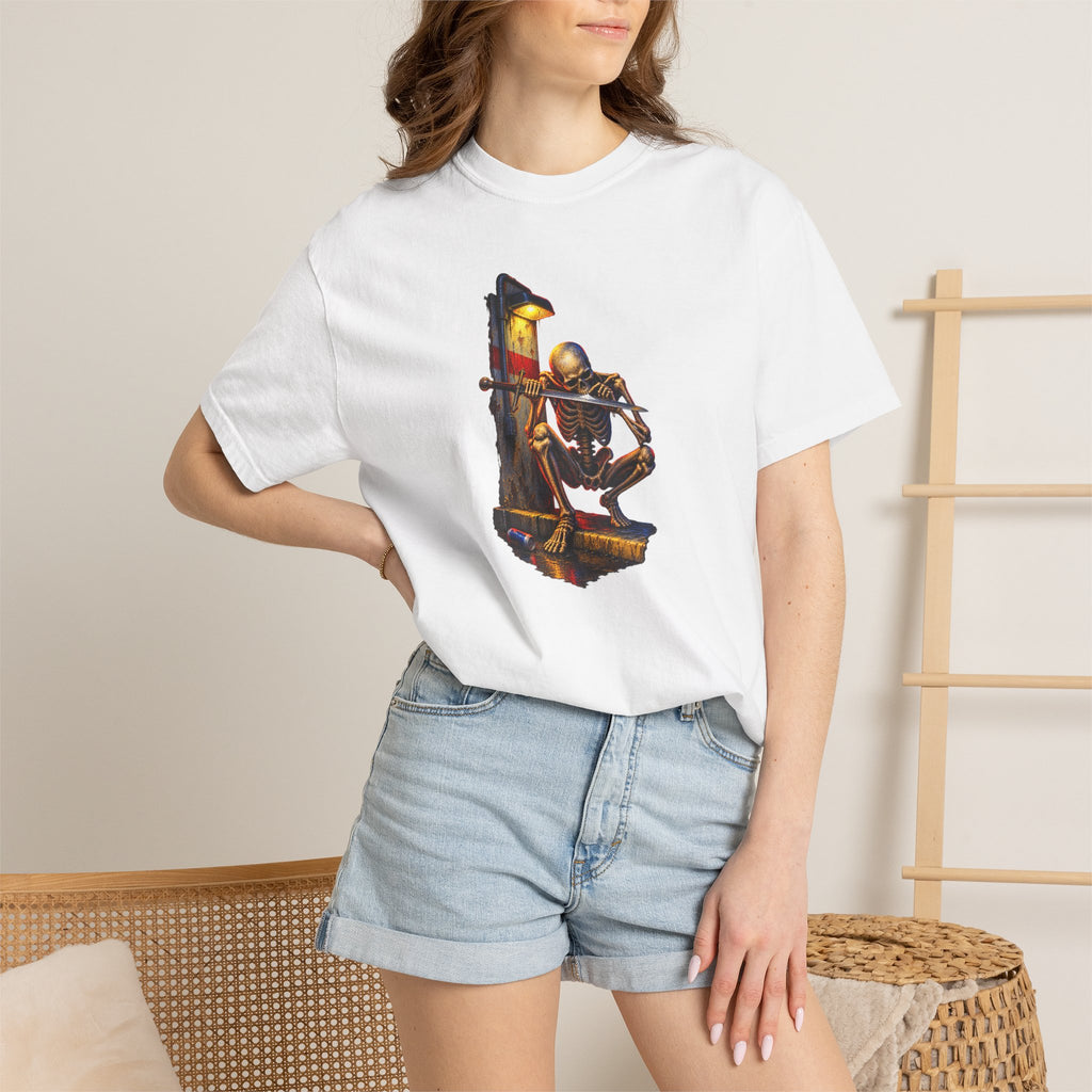 Sword Skeleton Graphic Tee — 90s Metal Meme T-Shirt