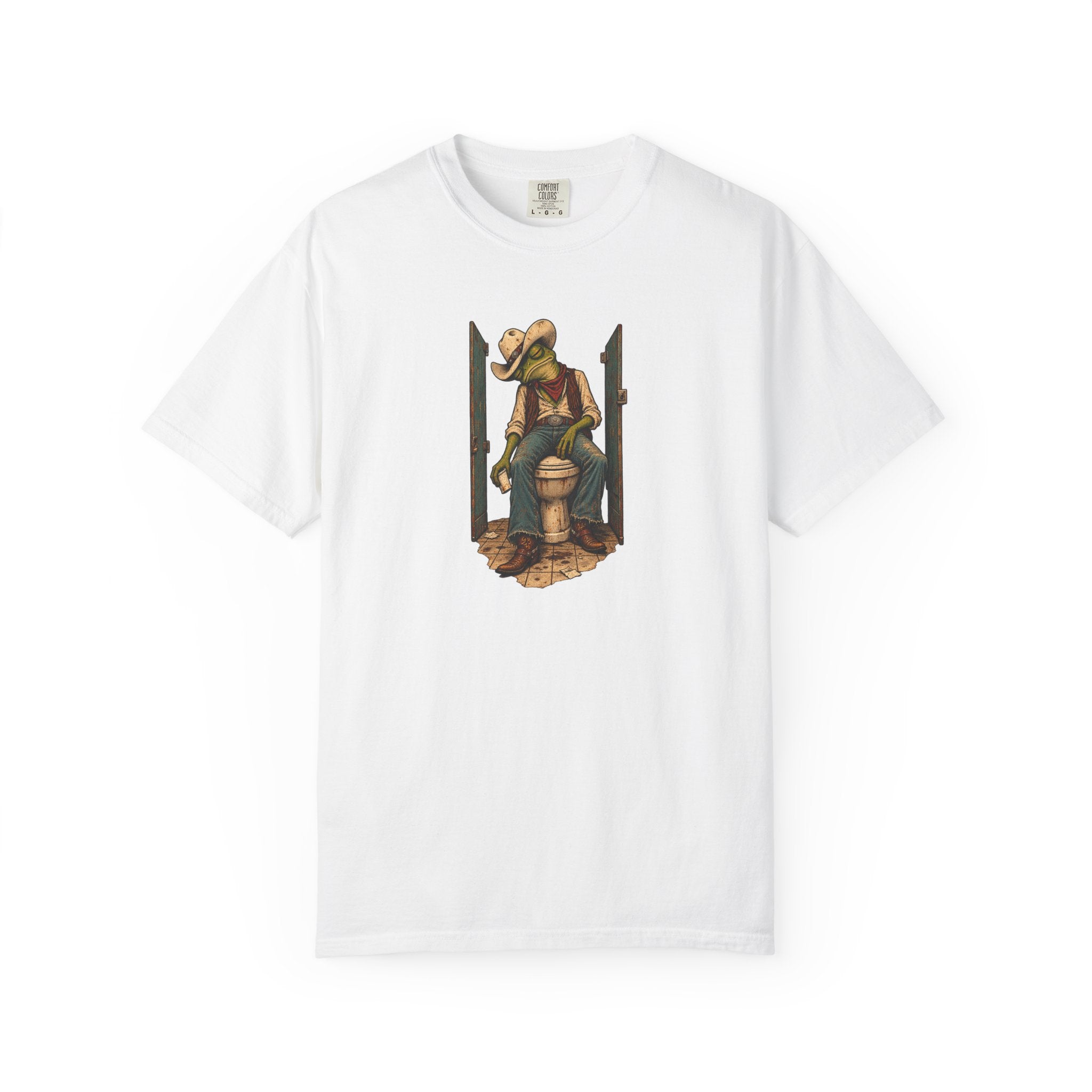 Cowboy Frog Graphic Tee — Western Bathroom Meme T-Shirt