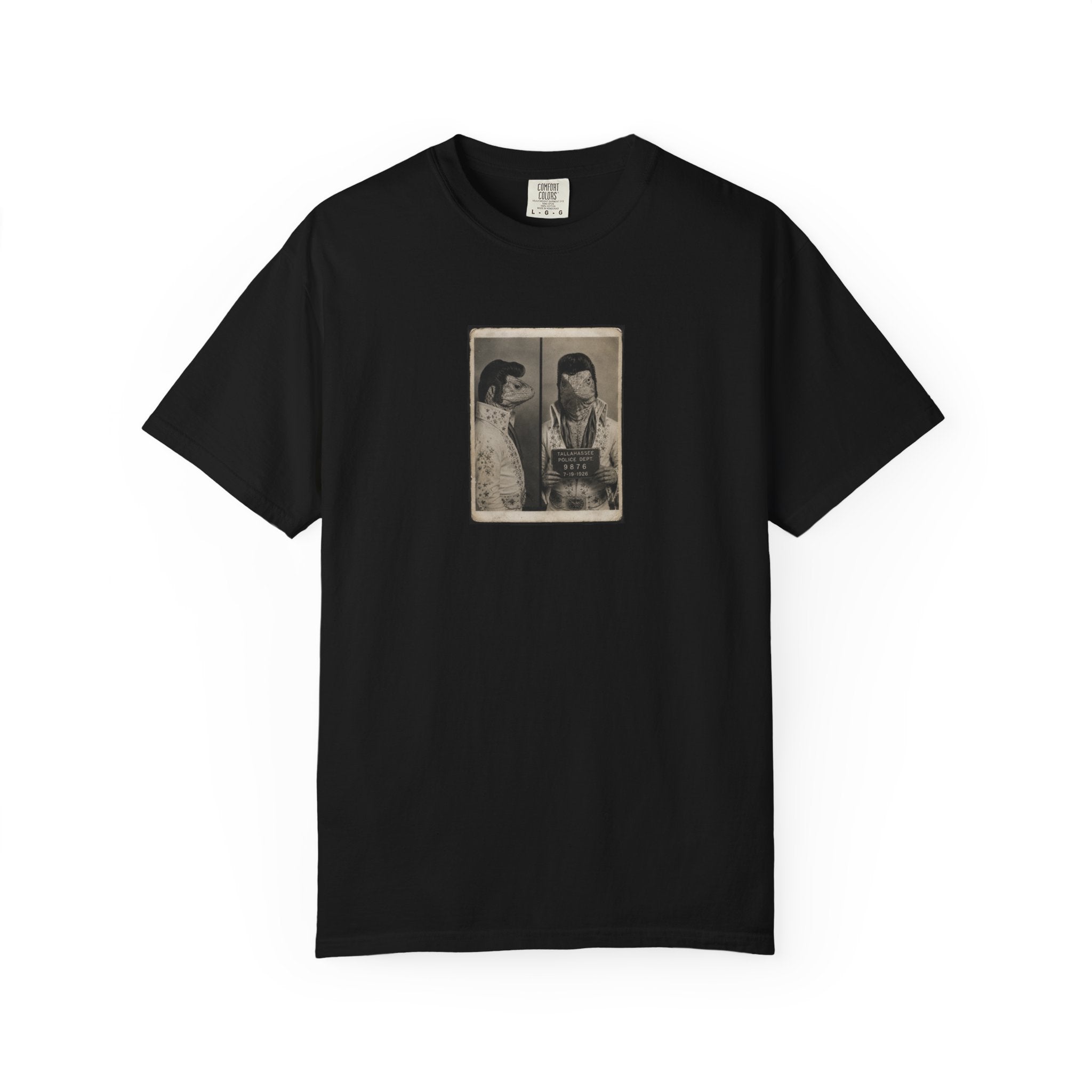 Lizard Elvis Mugshot - Retro Mugshot Portrait Tee