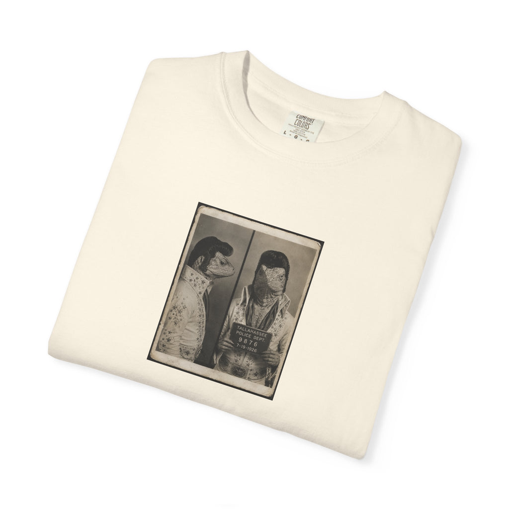 Lizard Elvis Mugshot - Retro Mugshot Portrait Tee
