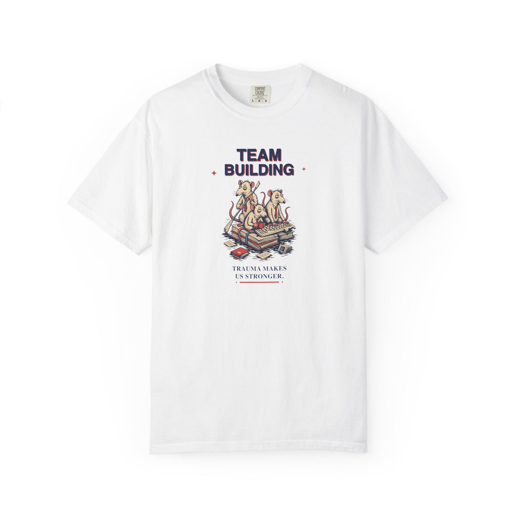 Team Building Graphic Tee — Satirical Office Rat T-Shirt