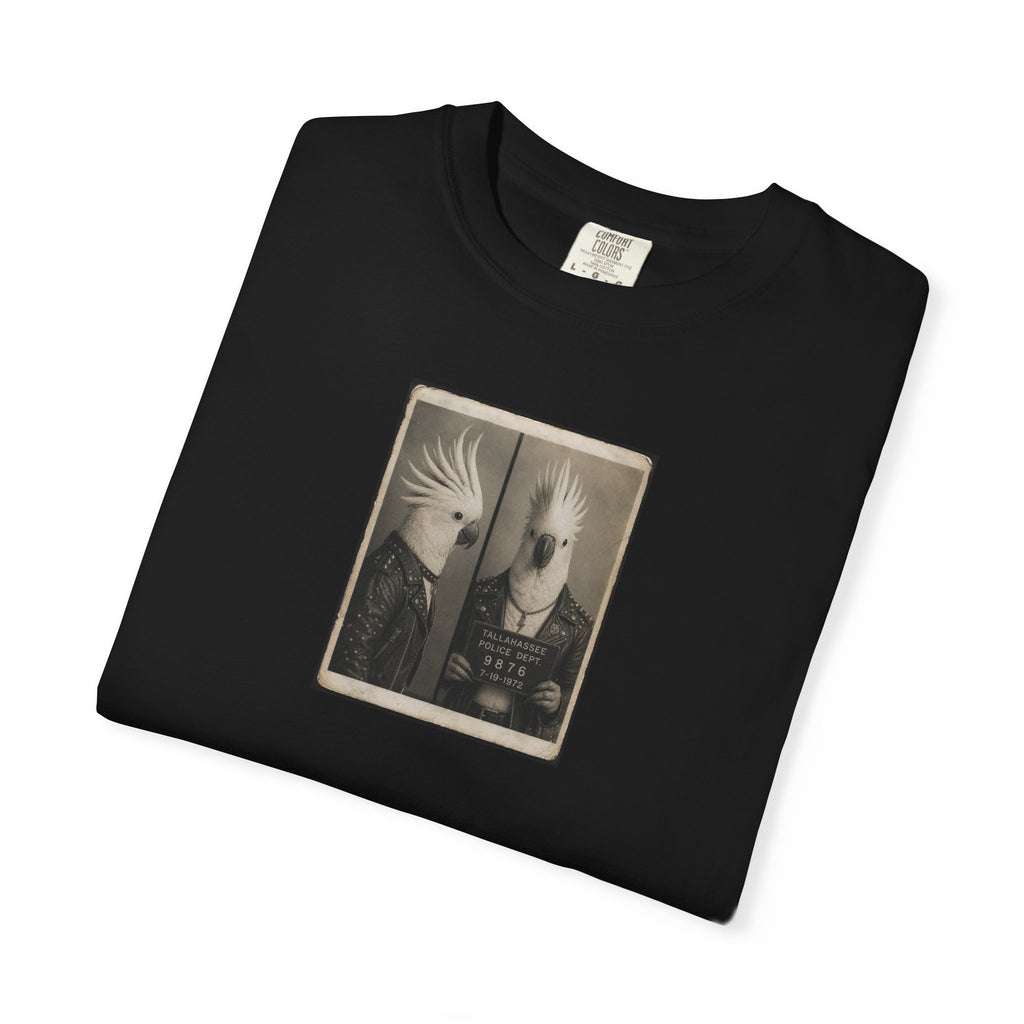 Vintage Cockatoo Mugshot Portrait T-Shirt — Retro Bird Mugshot Vintage Graphic Tee