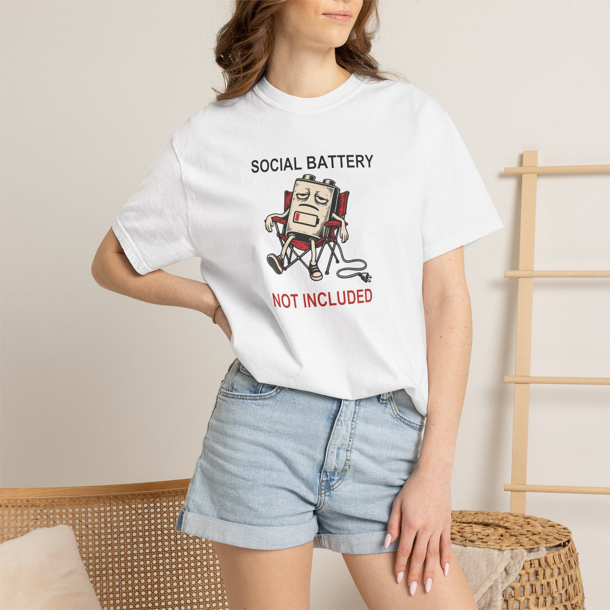 Social Battery Not Included Graphic Tee — Funny Introvert T-Shirt