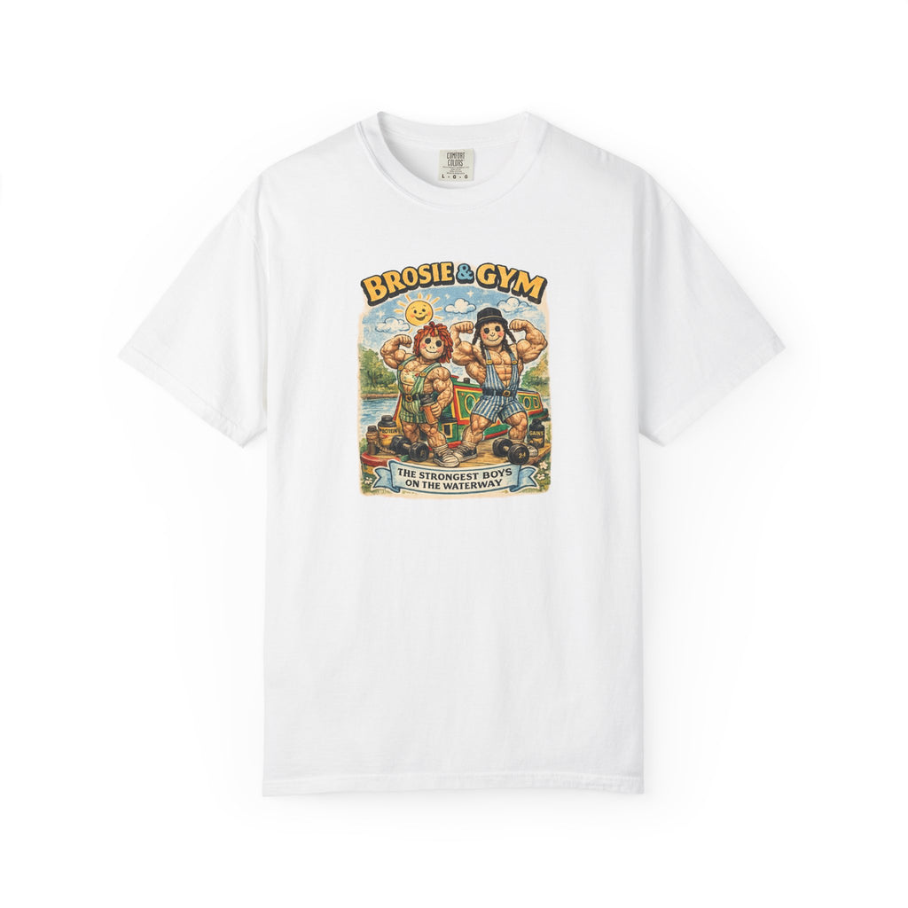 Brosie & Gym Vintage Beach T-Shirt — "Brosie & Gym" Graphic Retro Tee