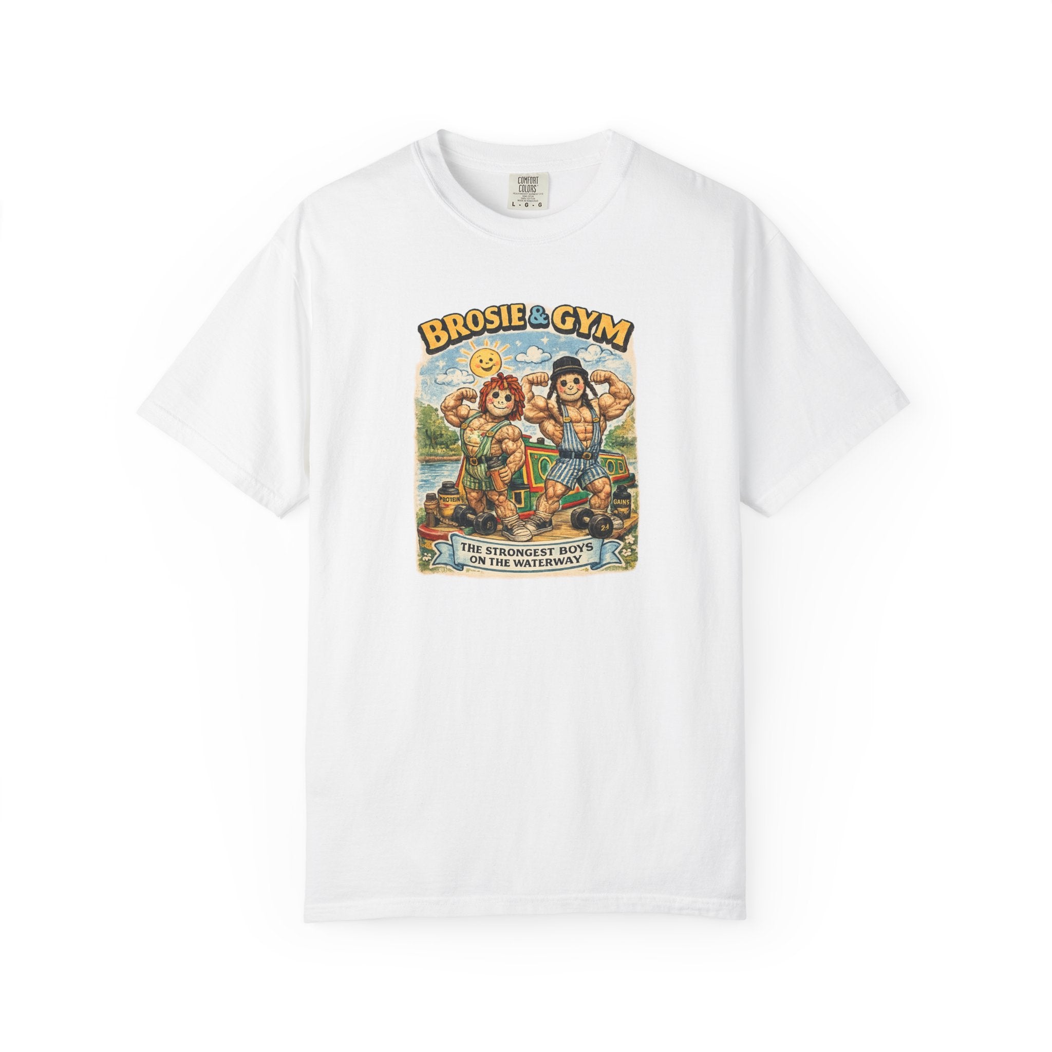 Brosie & Gym Vintage Beach T-Shirt — "Brosie & Gym" Graphic Retro Tee