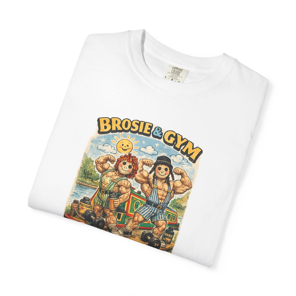 Brosie & Gym Vintage Beach T-Shirt — "Brosie & Gym" Graphic Retro Tee