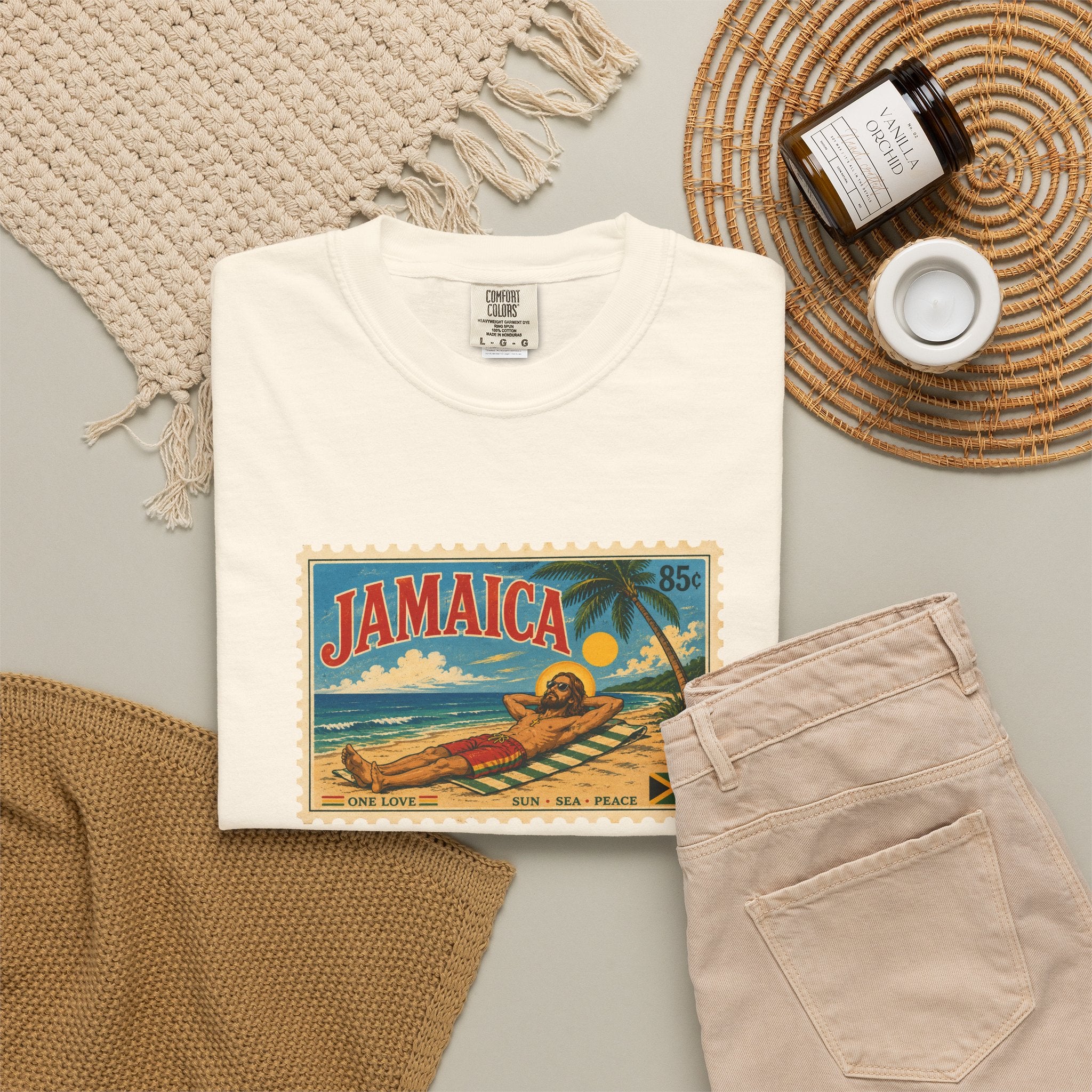 Jesus Vintage Postcard Oversized Boxy T-Shirt