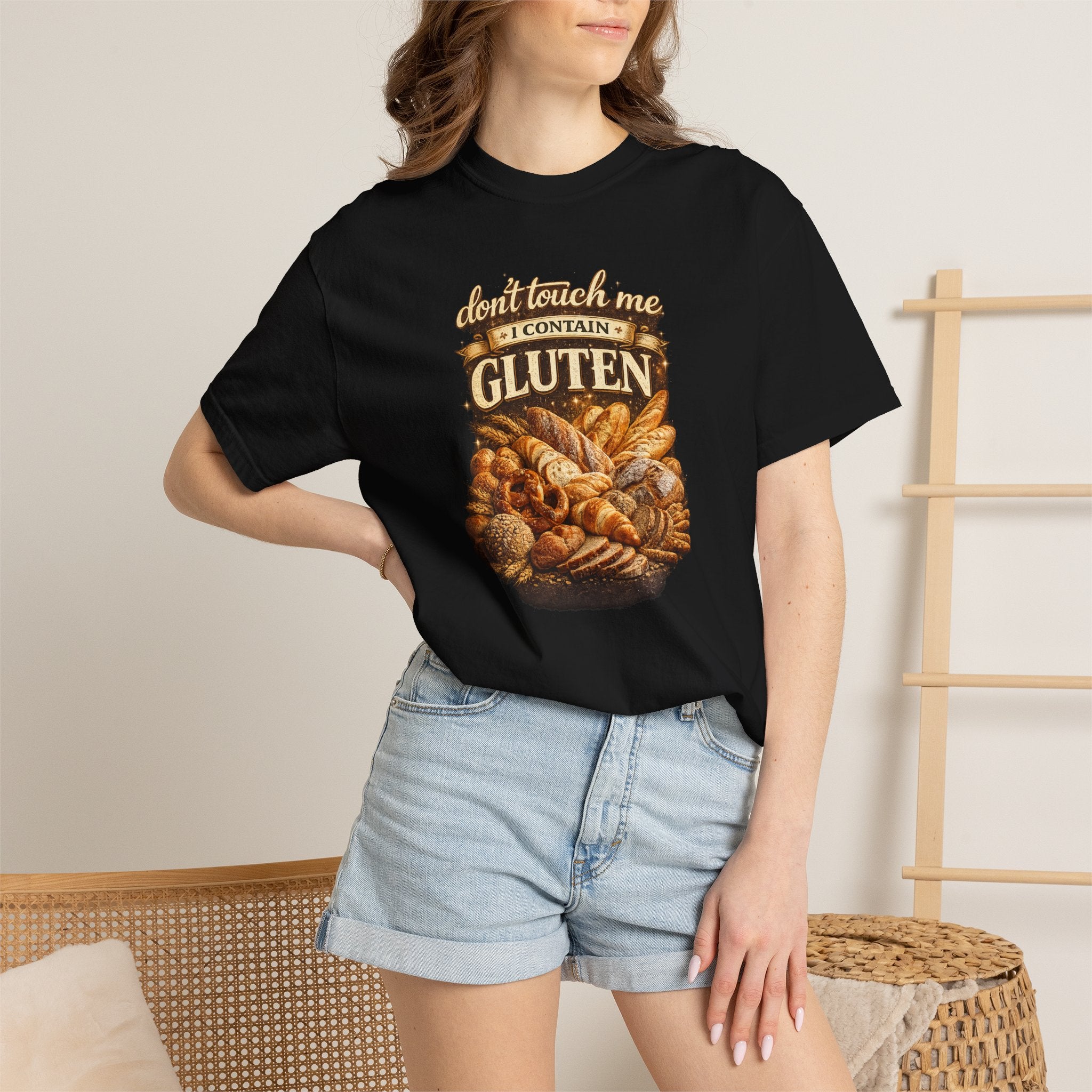 Don't Touch Me I Contain Gluten T-Shirt — Funny Baker / Celiac Awareness Tee