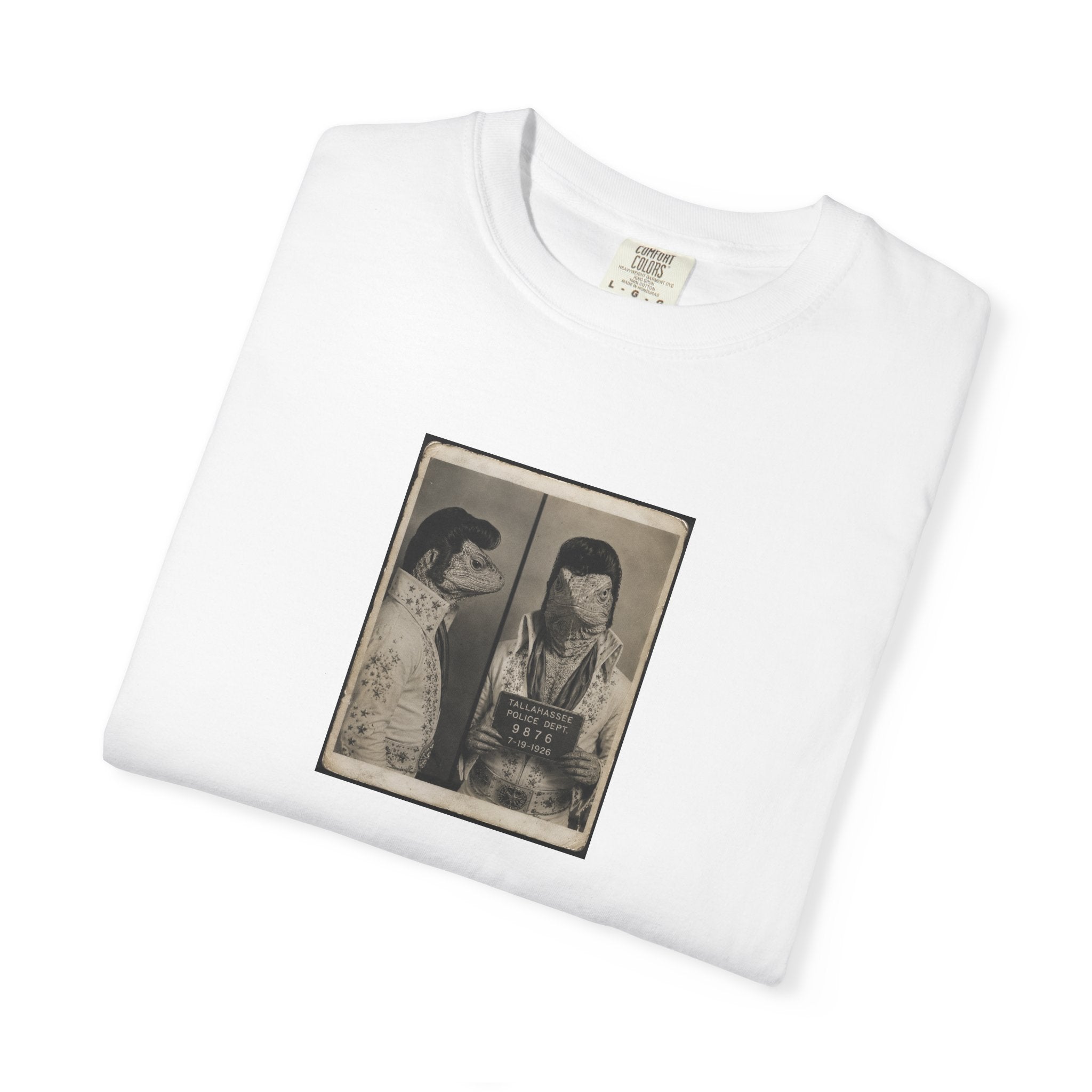 Lizard Elvis Mugshot - Retro Mugshot Portrait Tee