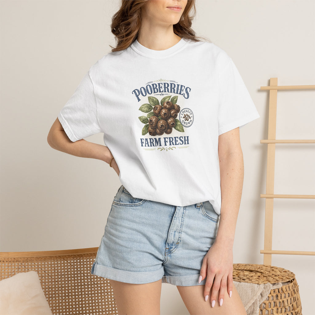 Pooberries Farm Fresh T-Shirt - Blueberries Parody Graphic T Shirt