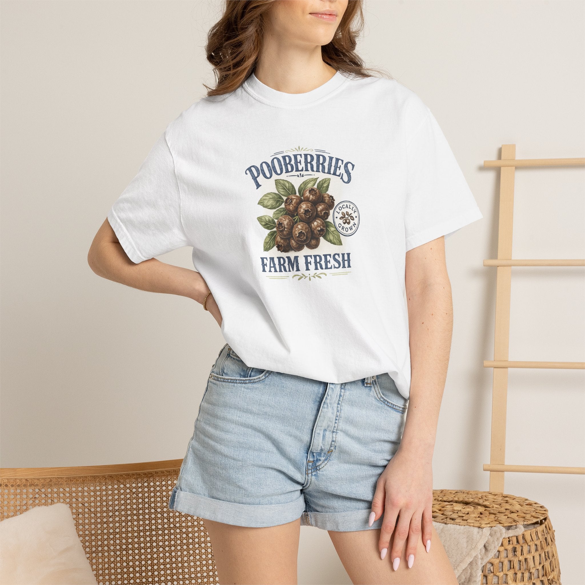 Pooberries Farm Fresh T-Shirt - Blueberries Parody Graphic T Shirt