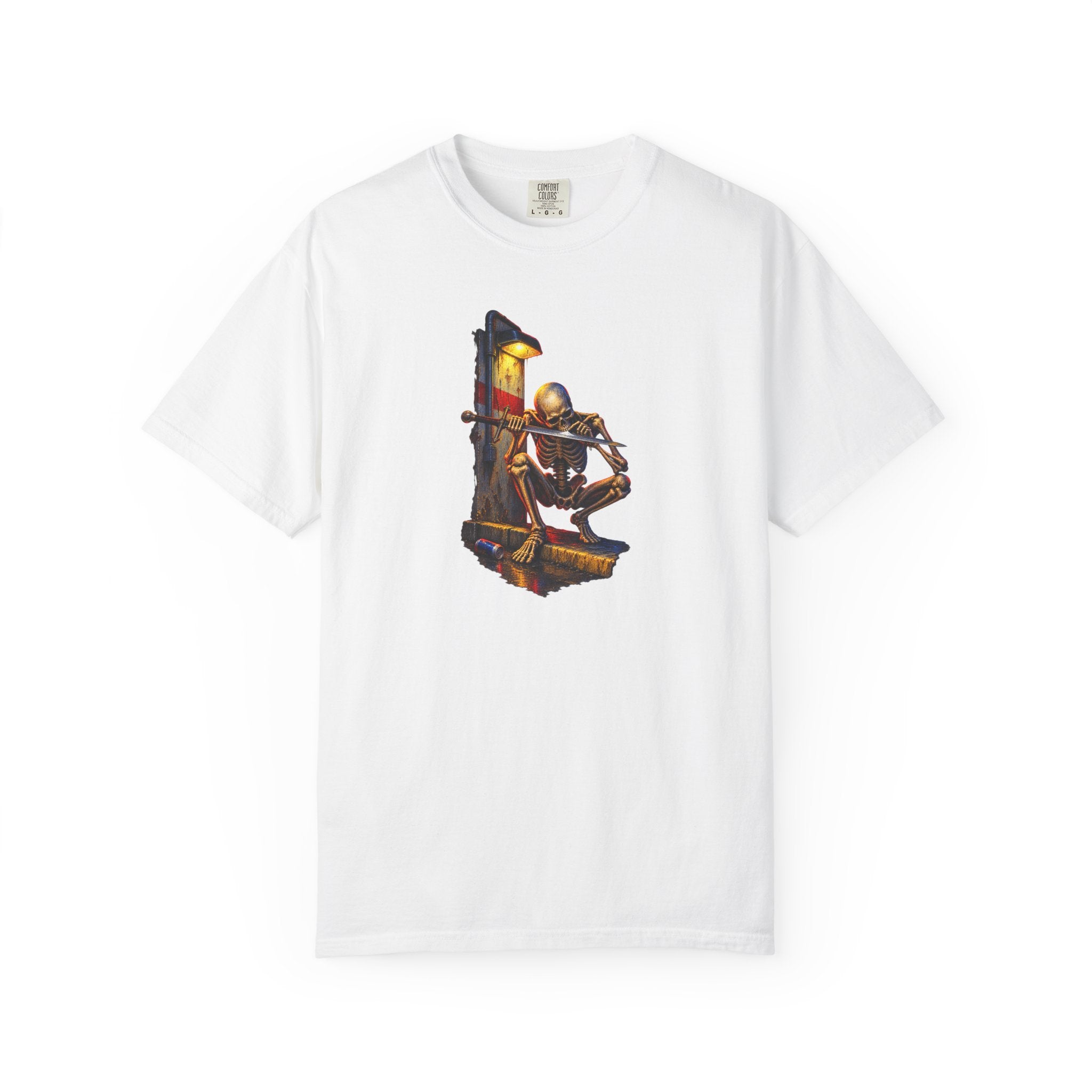 Sword Skeleton Graphic Tee — 90s Metal Meme T-Shirt