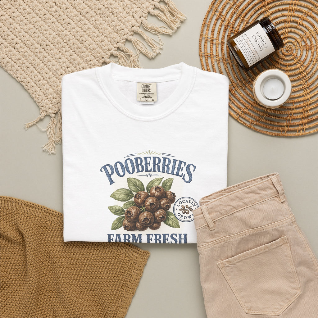 Pooberries Farm Fresh T-Shirt - Blueberries Parody Graphic T Shirt