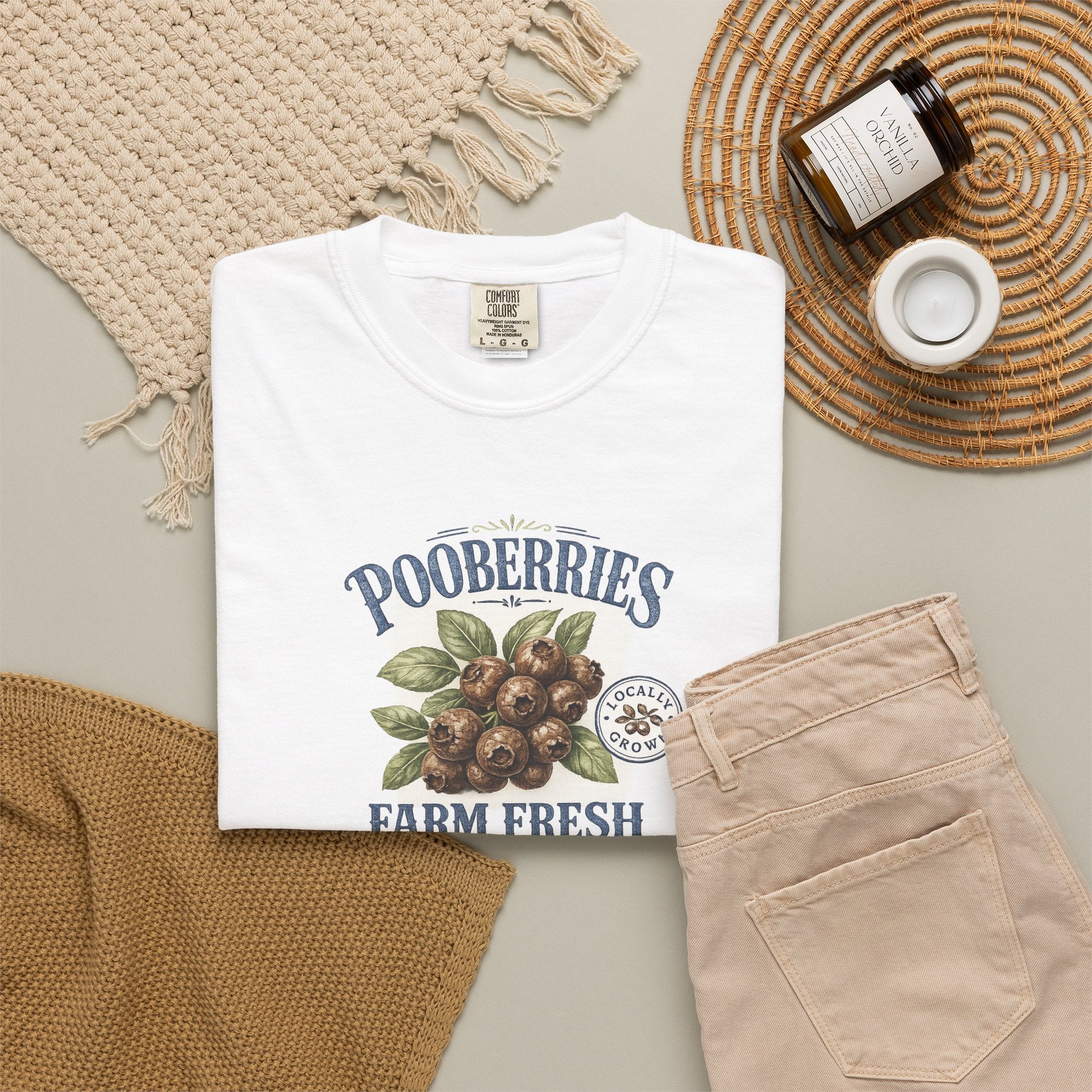 Pooberries Farm Fresh T-Shirt - Blueberries Parody Graphic T Shirt