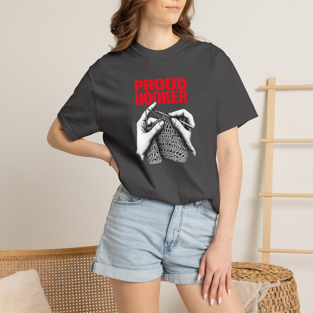Proud Hooker Knitting T-Shirt — Vintage Crochet Hands Graphic Tee