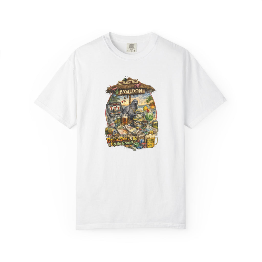 Basildon Vintage Vacations Graphic T-Shirt — 'Basildon' Illustrated Vacation Holiday Tee
