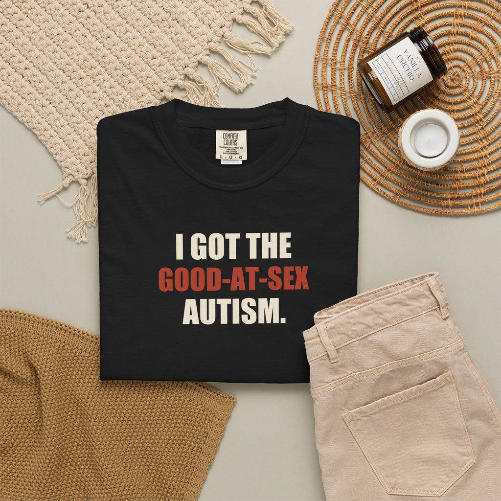Good-at-Sex Autism Graphic Tee — Adult Slogan T-Shirt