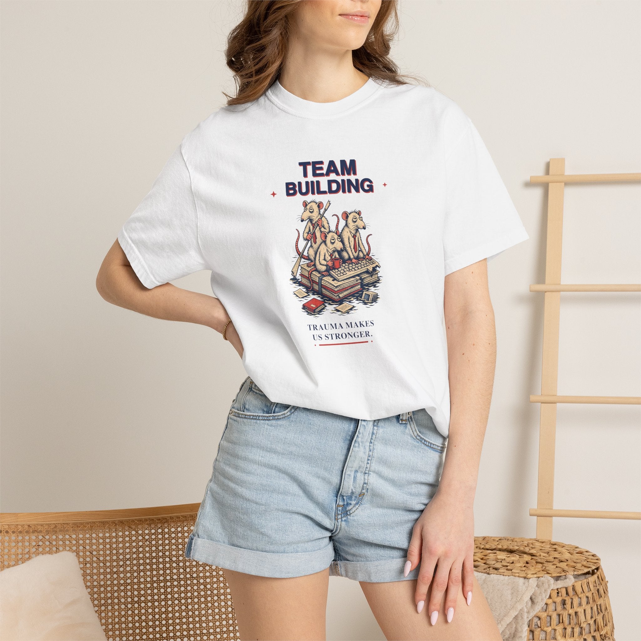Team Building Graphic Tee — Satirical Office Rat T-Shirt
