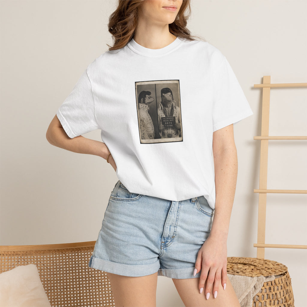 Lizard Elvis Mugshot - Retro Mugshot Portrait Tee