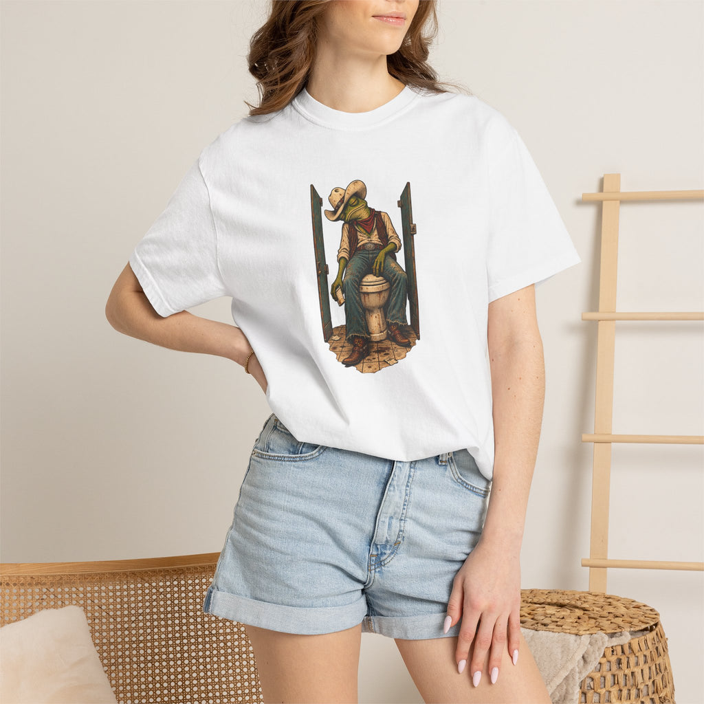 Cowboy Frog Graphic Tee — Western Bathroom Meme T-Shirt