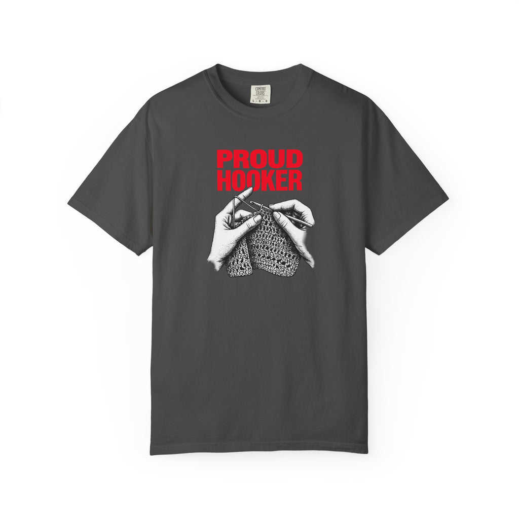 Proud Hooker Knitting T-Shirt — Vintage Crochet Hands Graphic Tee