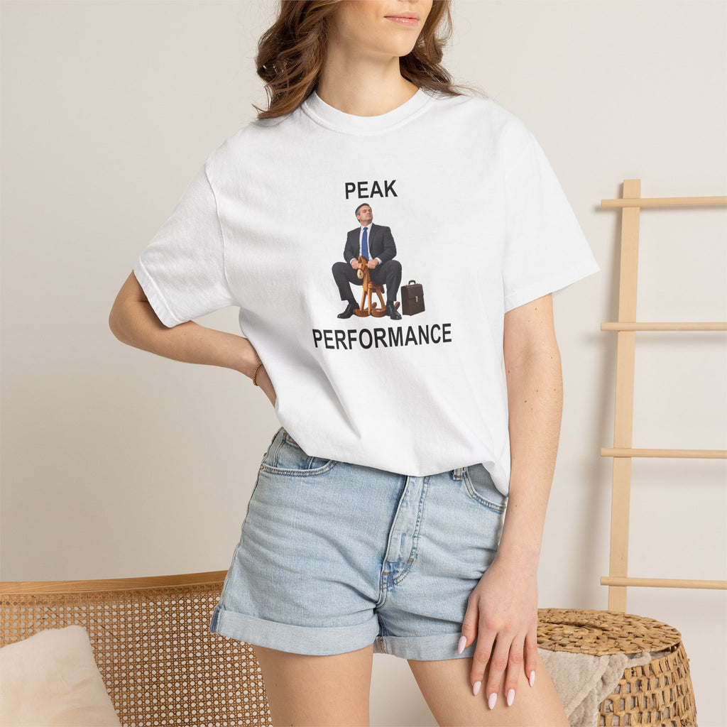 Peak Performance Graphic Tee — Funny Office Humour T-Shirt