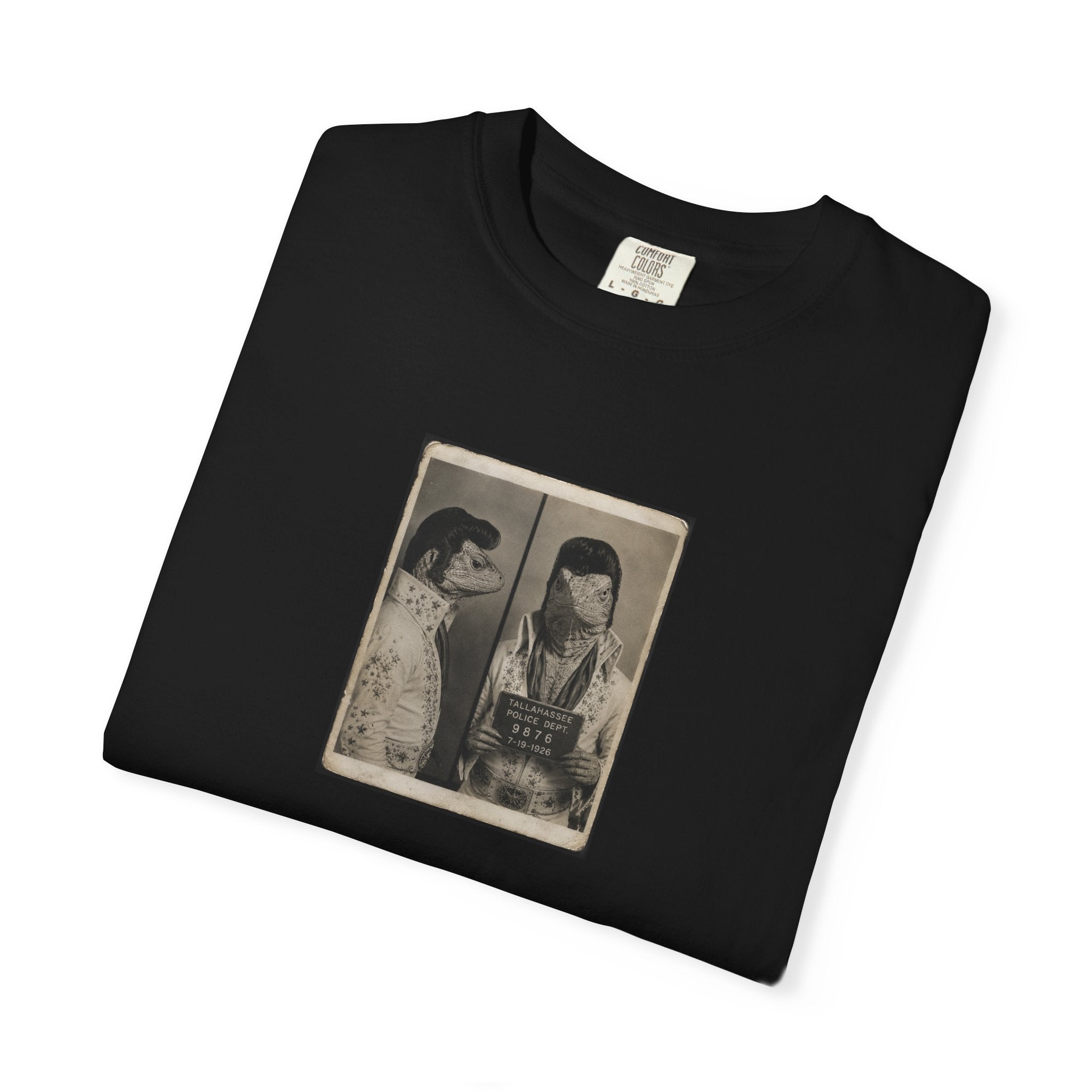 Lizard Elvis Mugshot - Retro Mugshot Portrait Tee