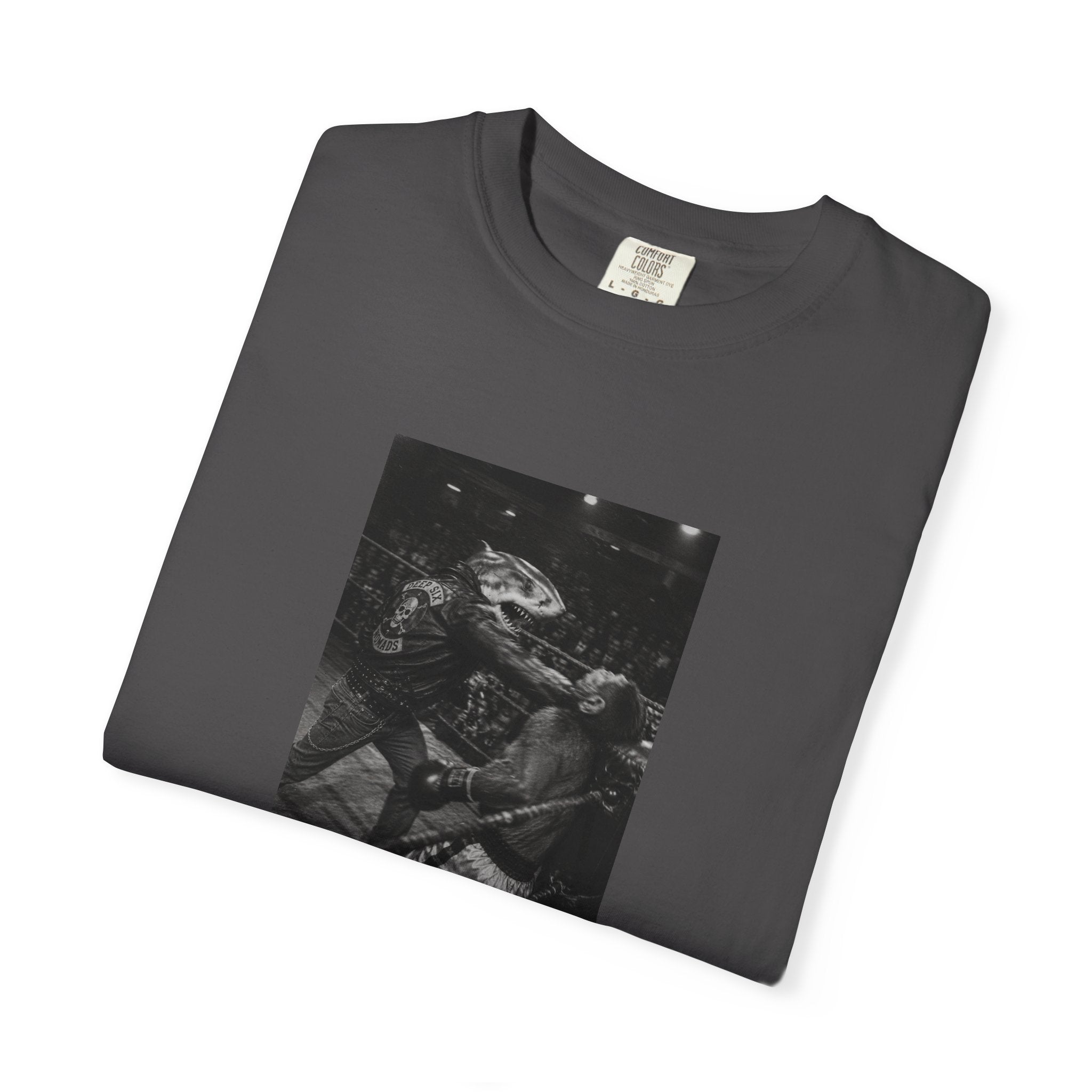Biker Shark Boxing Monkey - Funny Oversized T-Shirt