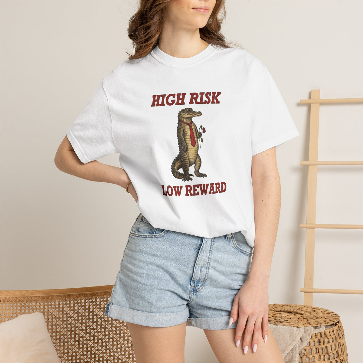 High Risk Low Reward Crocodile Graphic Tee — Funny Gift T-Shirt