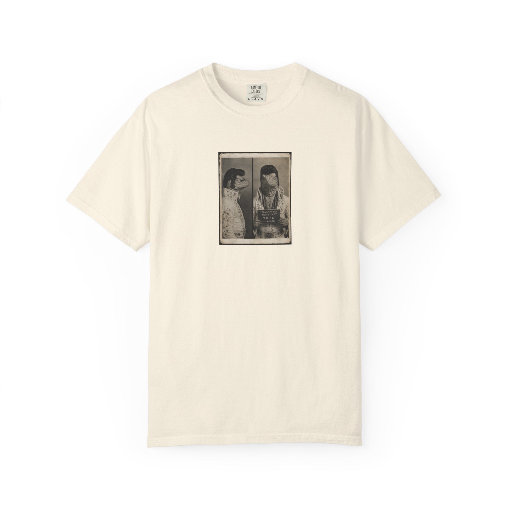 Lizard Elvis Mugshot - Retro Mugshot Portrait Tee