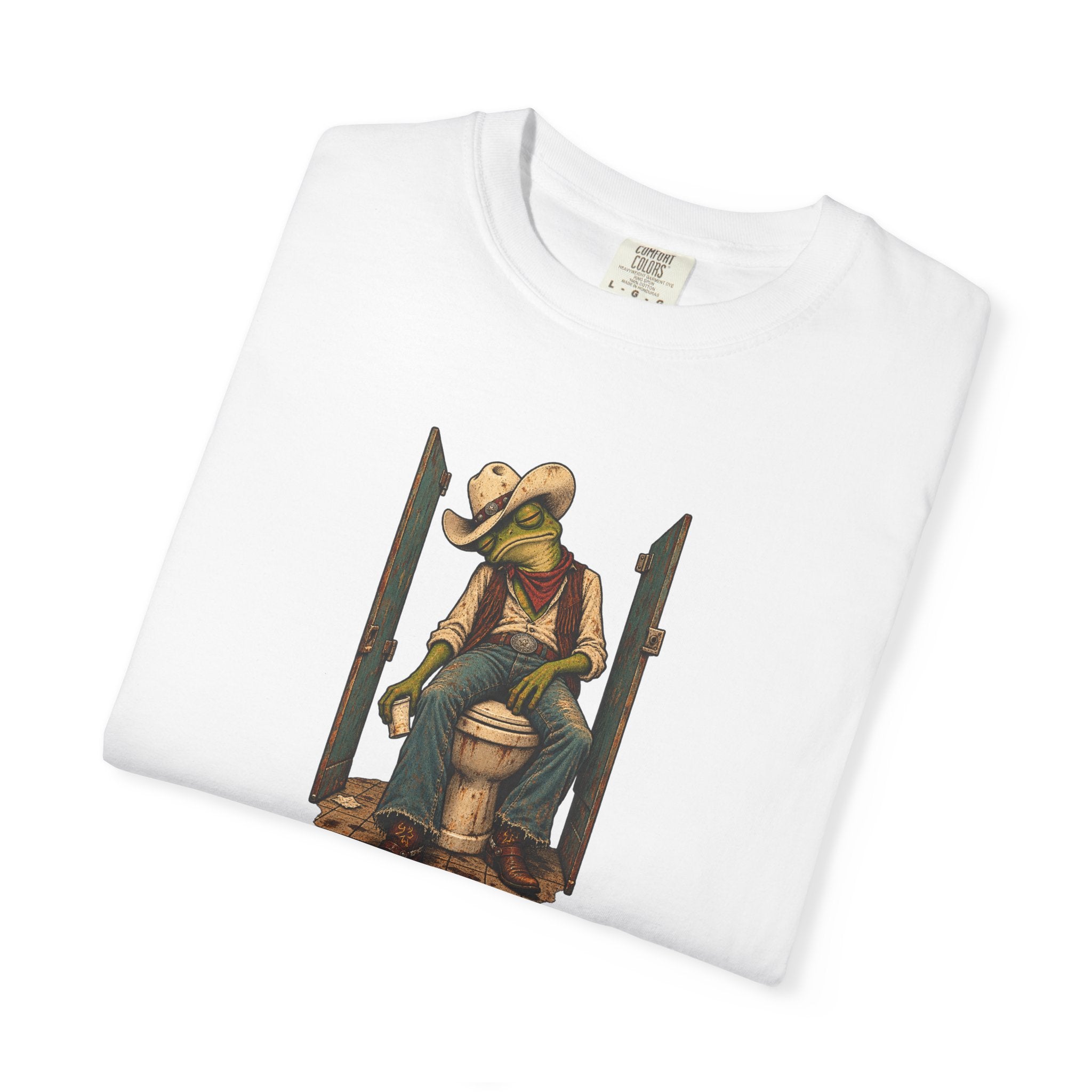 Cowboy Frog Graphic Tee — Western Bathroom Meme T-Shirt
