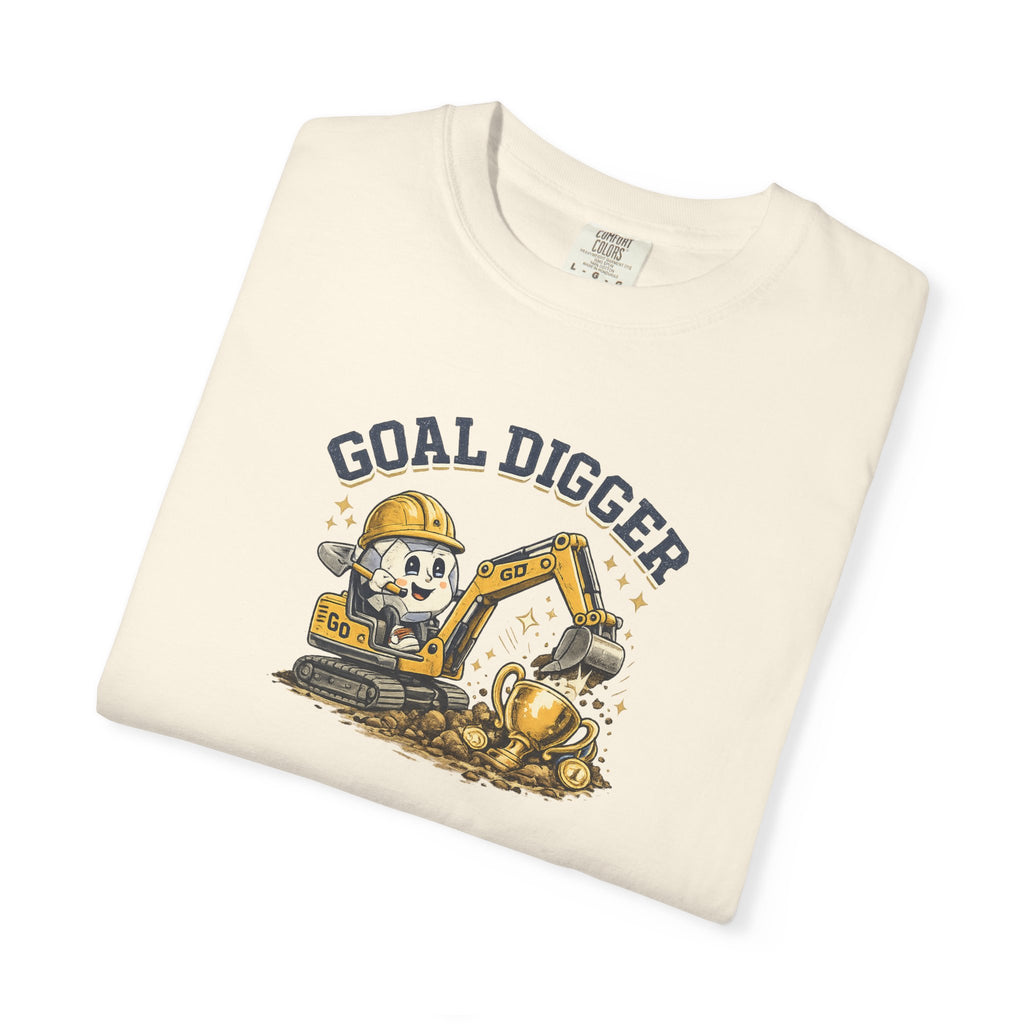 Goal Digger Football Excavator T-Shirt — Funny Construction Football Soccer Graphic Tee