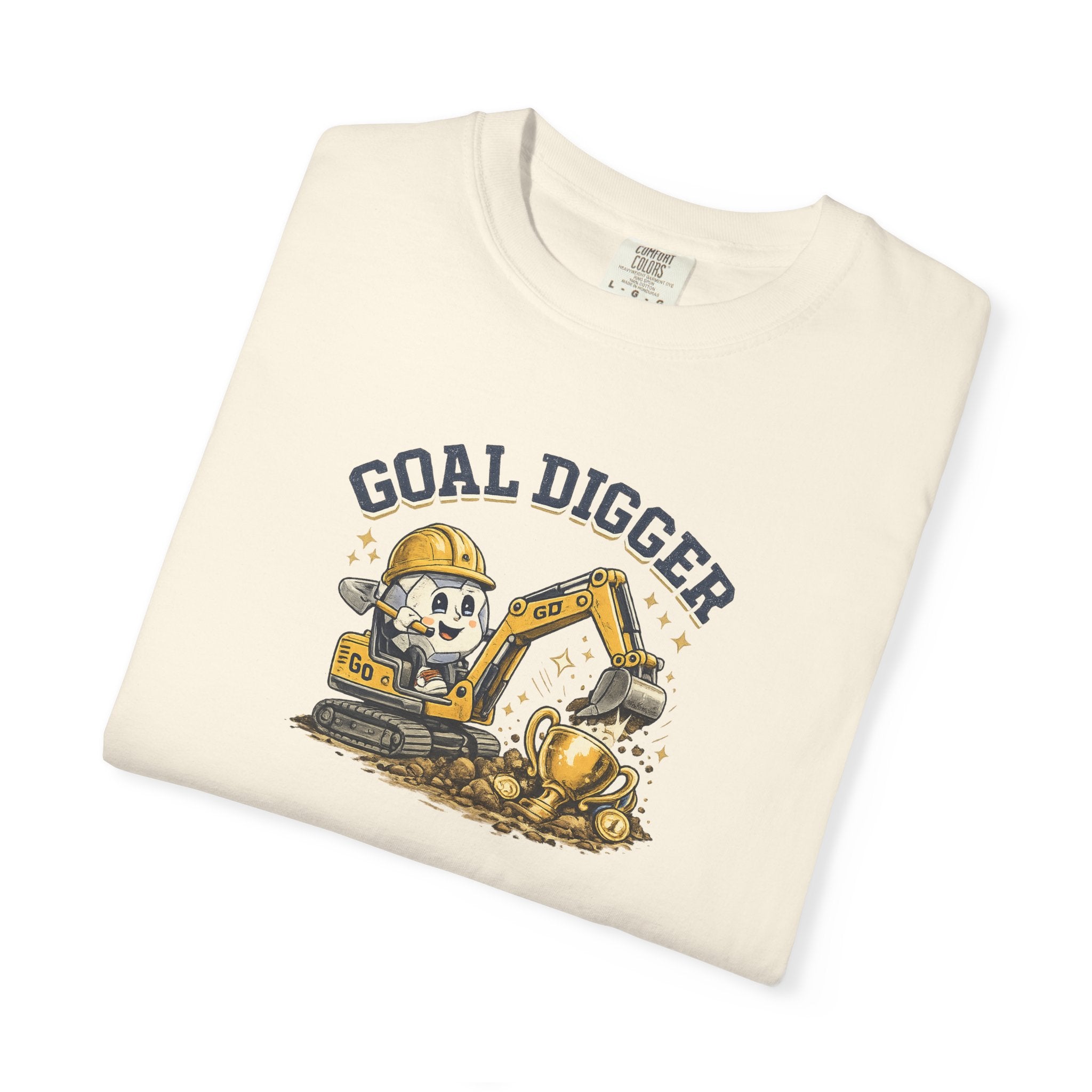 Goal Digger Football Excavator T-Shirt — Funny Construction Football Soccer Graphic Tee
